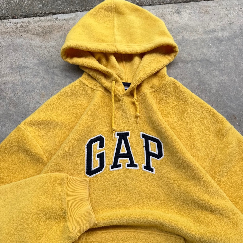 Vintage 90s y2k GAP Fleece Hoodie essential Gorpcore Yellow L (k1)